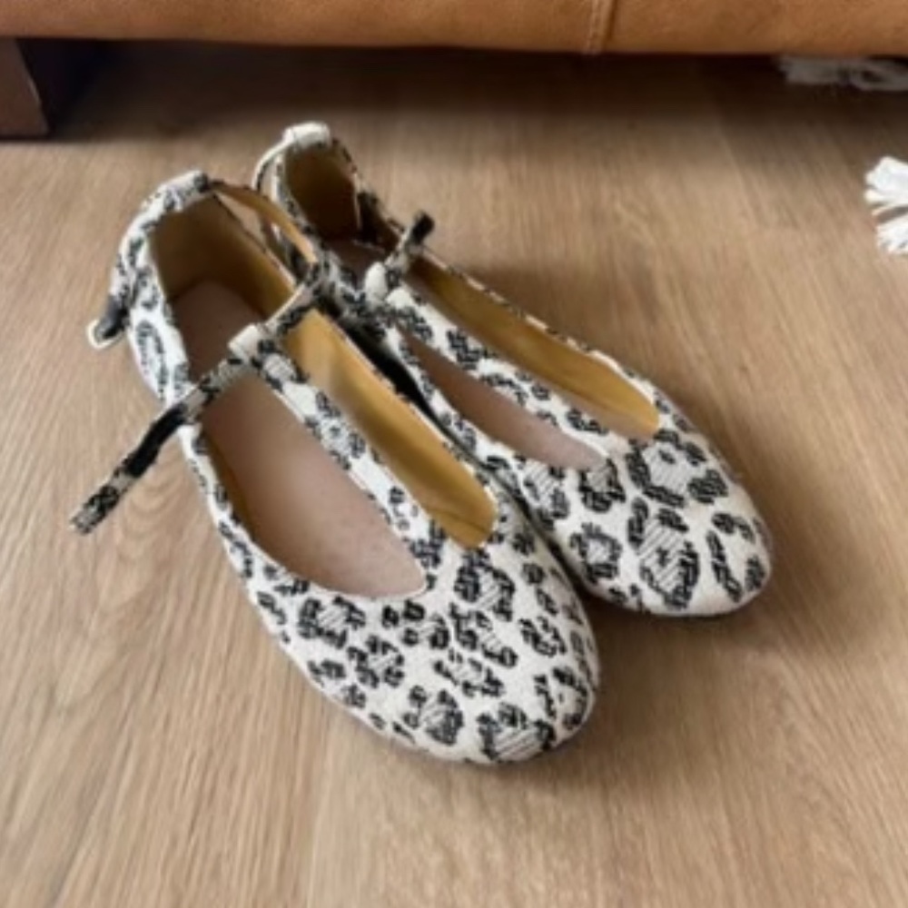 See by Chloe Leopard Print Ballet T-strap Flats